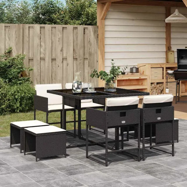 vidaXL 9-delige Tuinset poly rattan zwart, foto 2