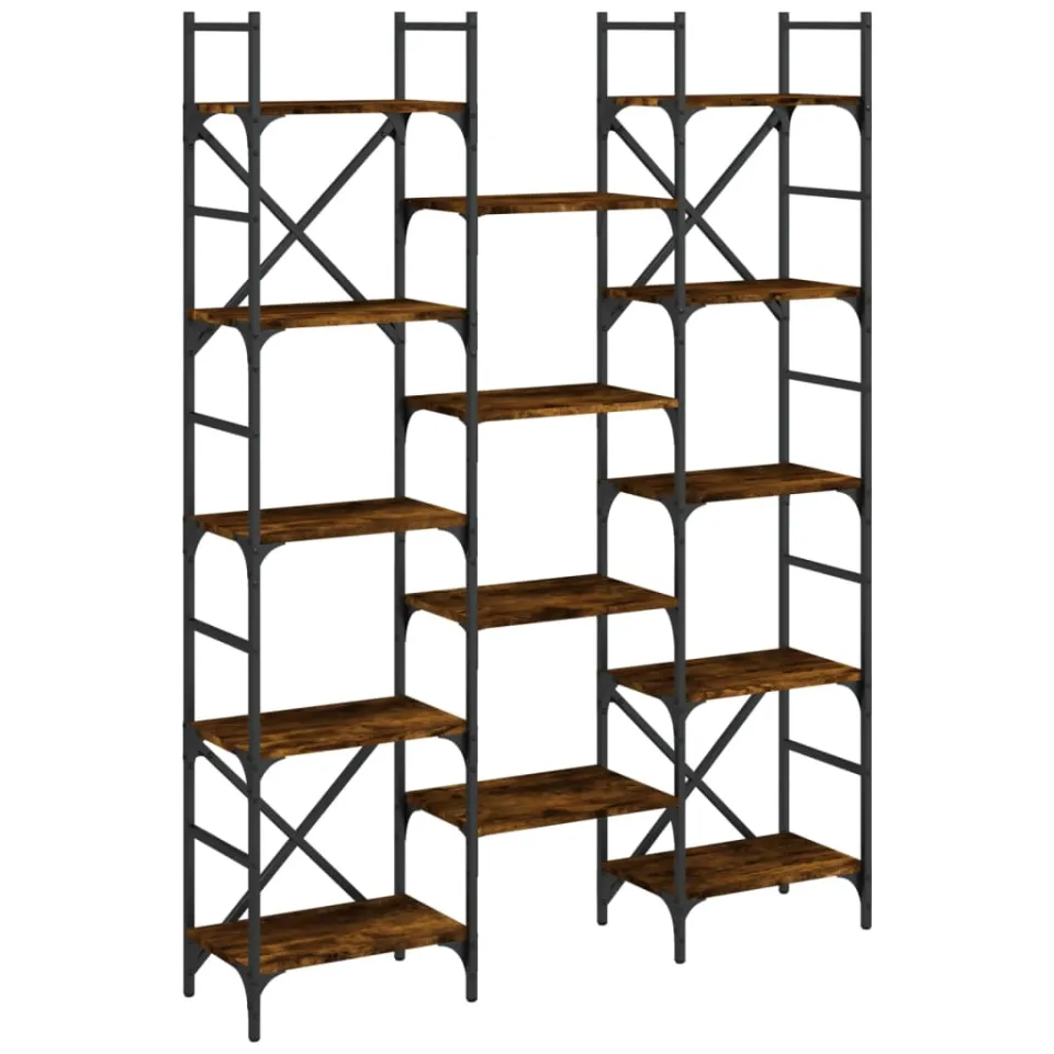 vidaXL Boekenkast 127,5x28,5x172,5 cm bewerkt hout gerookt eikenkleur Bruin