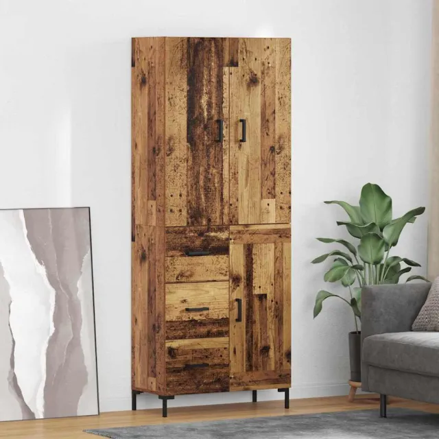 vidaXL Highboard Oud Hout 69,5 x 34 x 180 cm Bewerkt hout bruin, foto 2