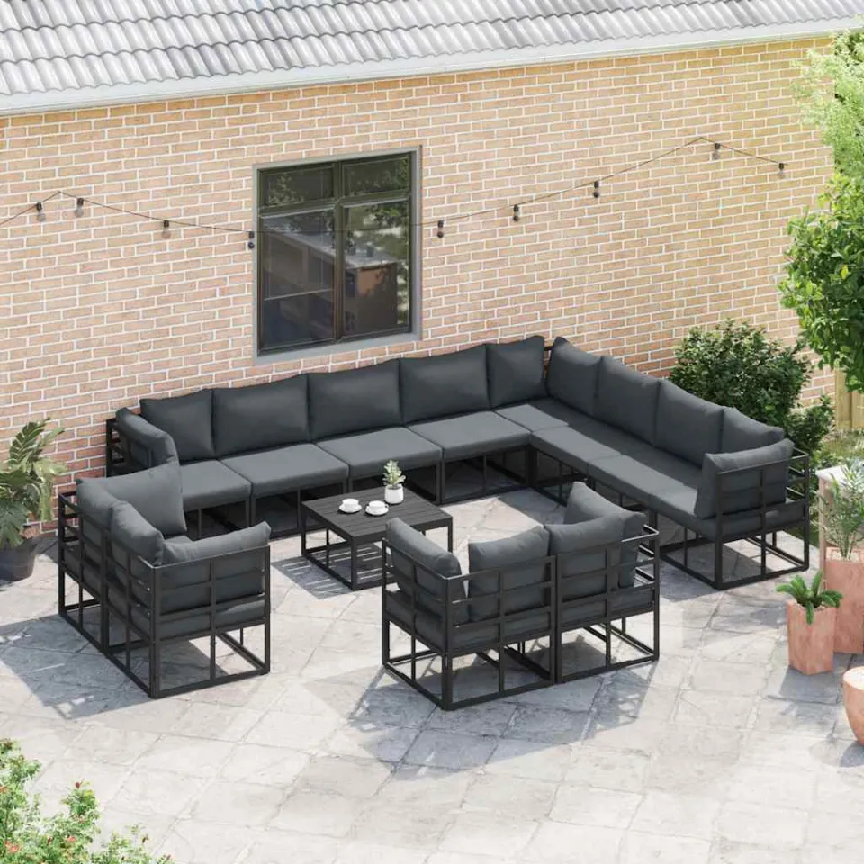 vidaXL Tuinbankenset 12 st Zwart Aluminium, foto 3