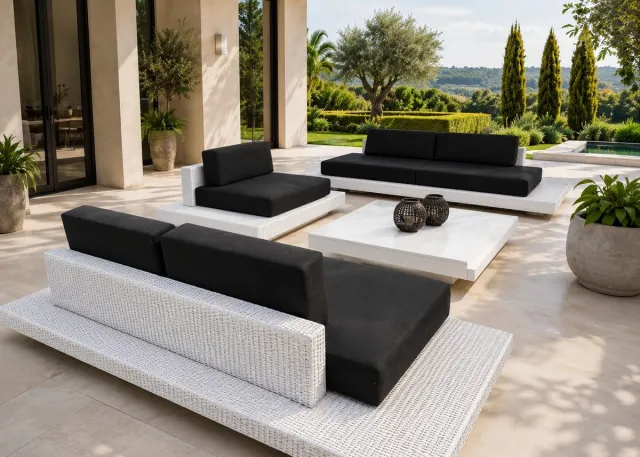 Outdoorinstyle Loungeset Ibiza royaal 4 modules antraciet of zwarte kussens 50% korting beige