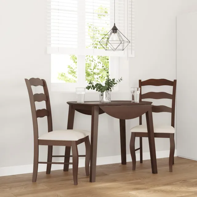 vidaXL Eetkamerstoelen met kussens 2 stuks bruin massief hout rubber, foto 2