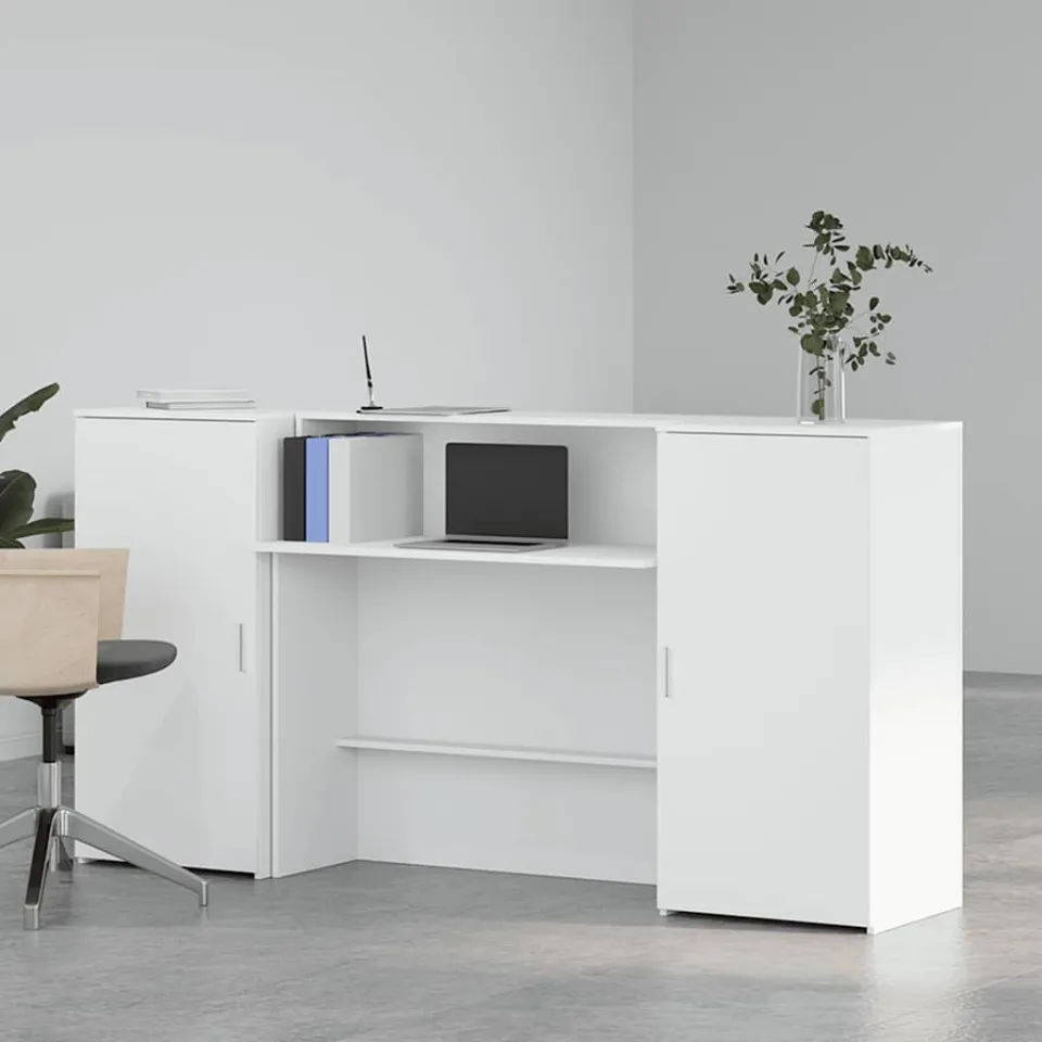 vidaXL Receptiebalie 200x50x103,5 cm bewerkt hout wit, foto 2