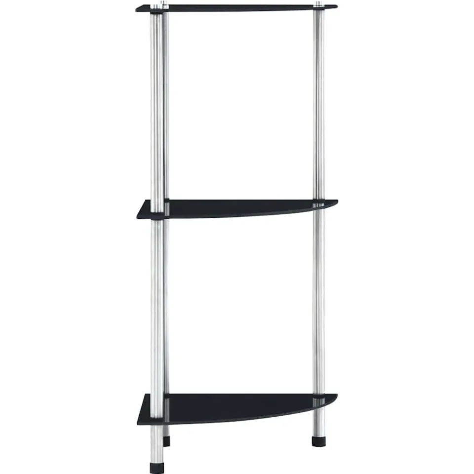 vidaXL Kastje 3-laags 30x30x67 cm gehard glas zwart, foto 2