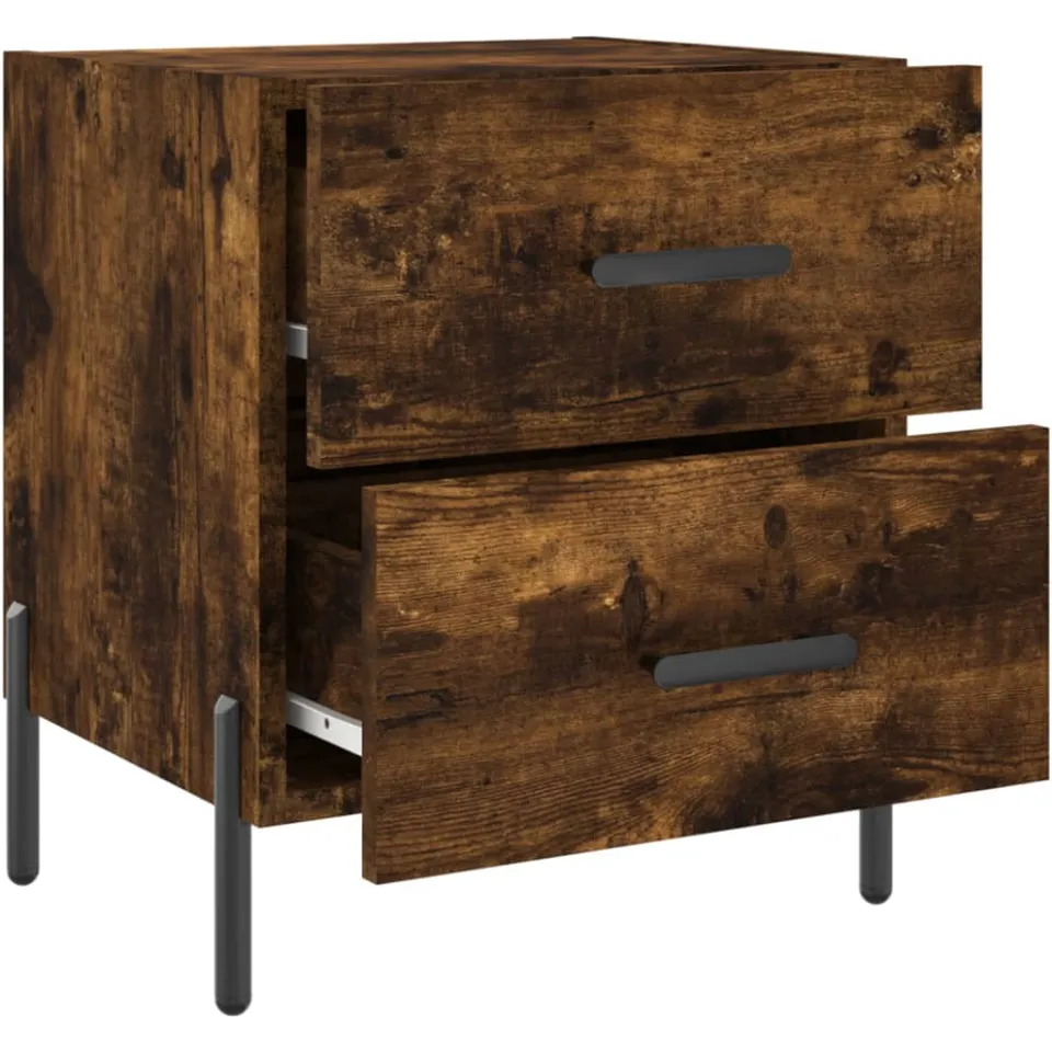 vidaXL Nachtkastje 40x35x47,5 cm bewerkt hout gerookt eikenkleurig Bruin