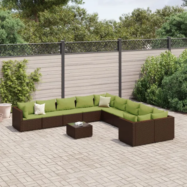 vidaXL 11-delige Loungeset met kussens poly rattan bruin, foto 2
