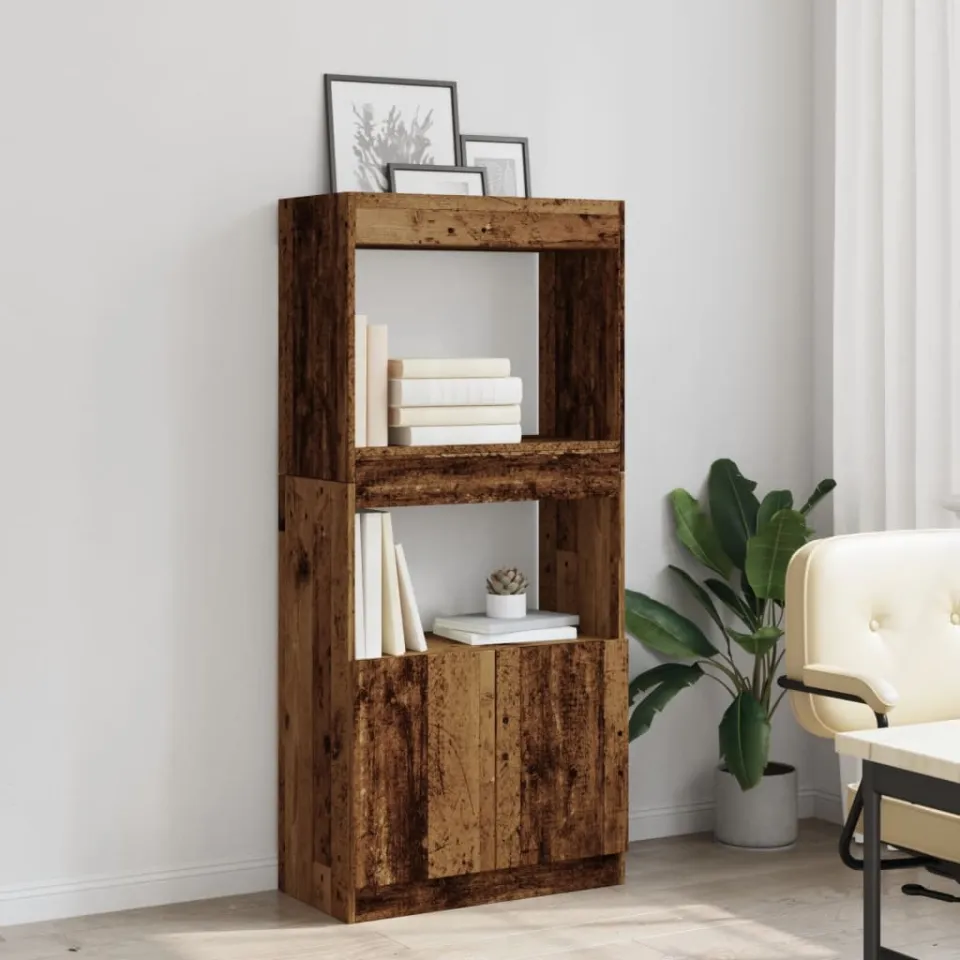 vidaXL Hoge kast 63x33x140 cm bewerkt hout oud houtkleurig bruin, foto 4