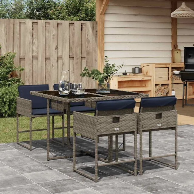 vidaXL 5-delige tuinset met kussens, grijs polyrotan, foto 2