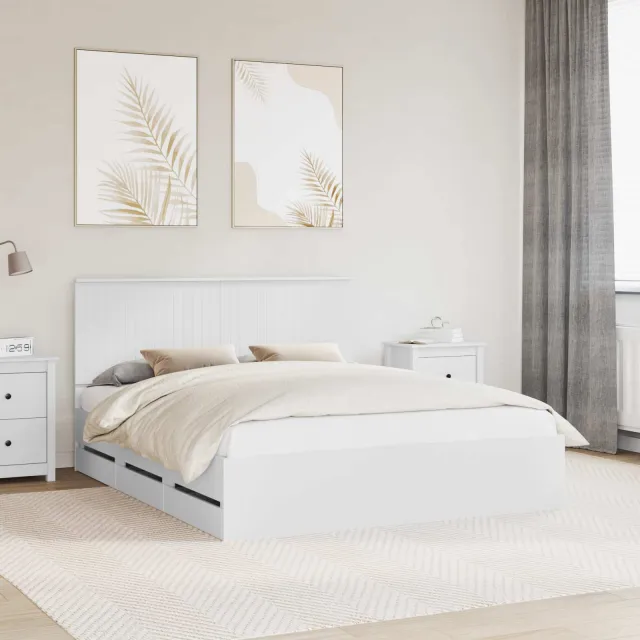 vidaXL Bedframe met lade met opslag Wit 160 x 200 cm Ingenieurshout