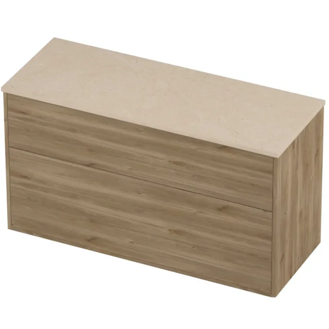 Proline Deck Badmeubelset Hardsteen Voor Grepen 2 Laden 120x46x67 cm Sand Stone Cider Oak Eiken