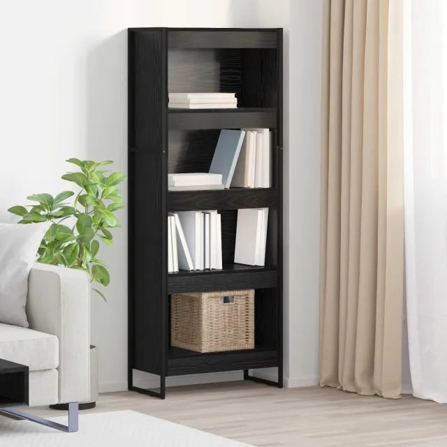 vidaXL Boekenkast 60 x 30 x 155 cm Bewerkt hout Zwart Eiken, foto 2