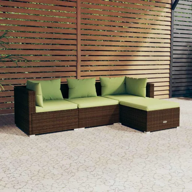 vidaXL 4-delige Loungeset met kussens poly rattan bruin, foto 2