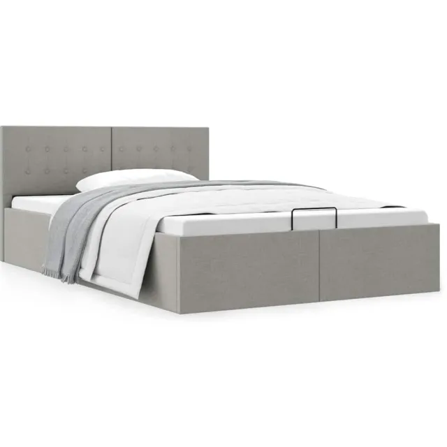 vidaXL Bedframe met hydraulische opslag stof lichtgrijs 140x200 cm