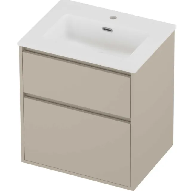 Proline Tribute Badmeubelset Porselein Elegant 1 Gat 60x46x67 cm Mat White Soft Linen Beige
