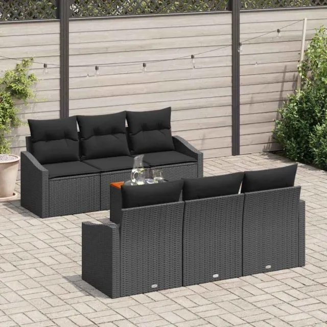 vidaXL Tuinbankenset 7 st Zwart poly rattan