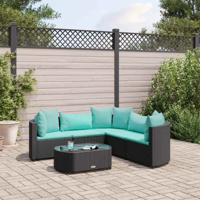vidaXL 6-delige Loungeset met kussens poly rattan zwart, foto 2
