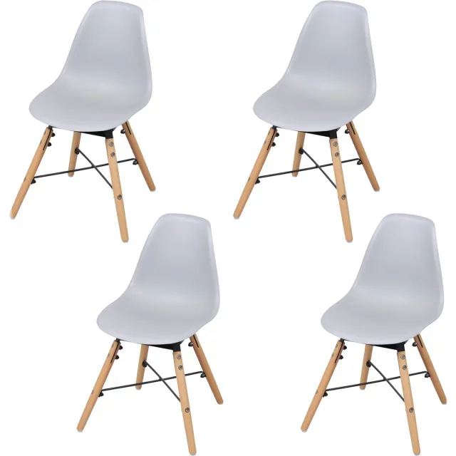 Judy Wild "JENA JUNIOR" - Set van 4 grijze kinderstoelen in PP met metalen onderstel - 30,5 x 36 x 56 cm. grijs