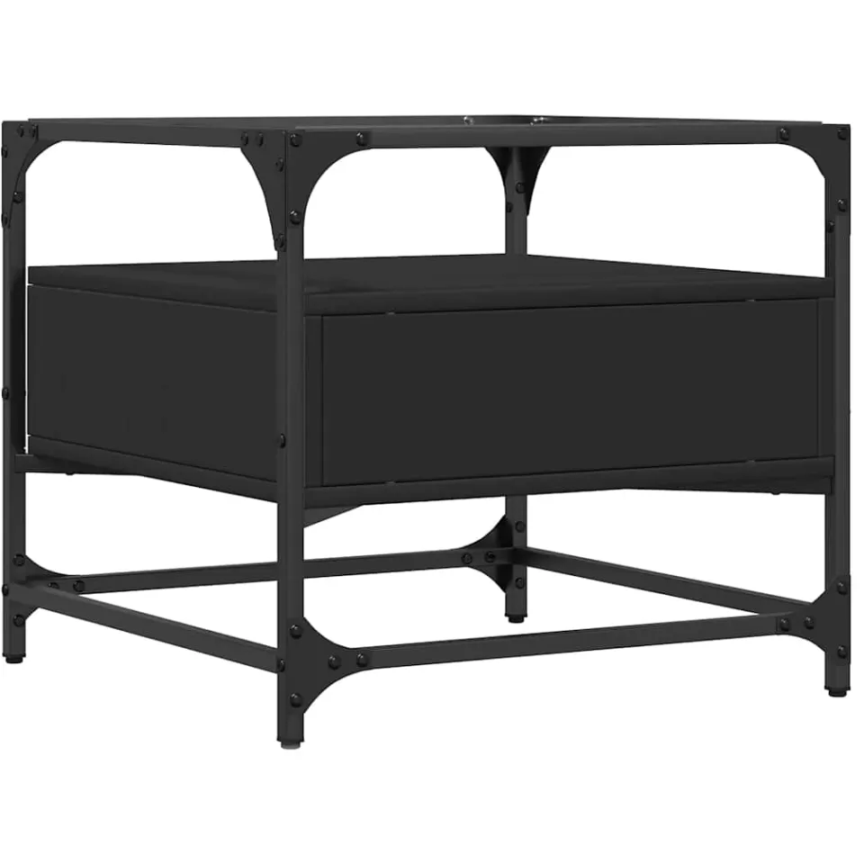 vidaXL Salontafel met zwart glazen blad 50x50x45 cm staal, foto 4
