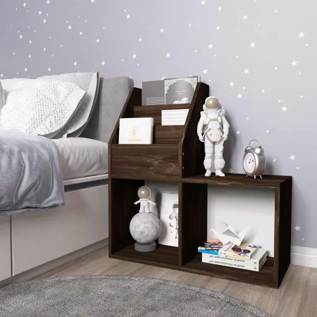 vidaXL Kindertijdschriftenrek 71x30x78,5 cm bewerkt hout gerookt eiken, foto 2