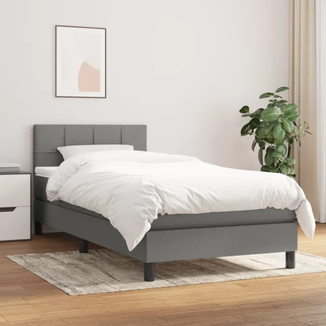vidaXL Boxspring met matras stof donkergrijs 90x190 cm grijs