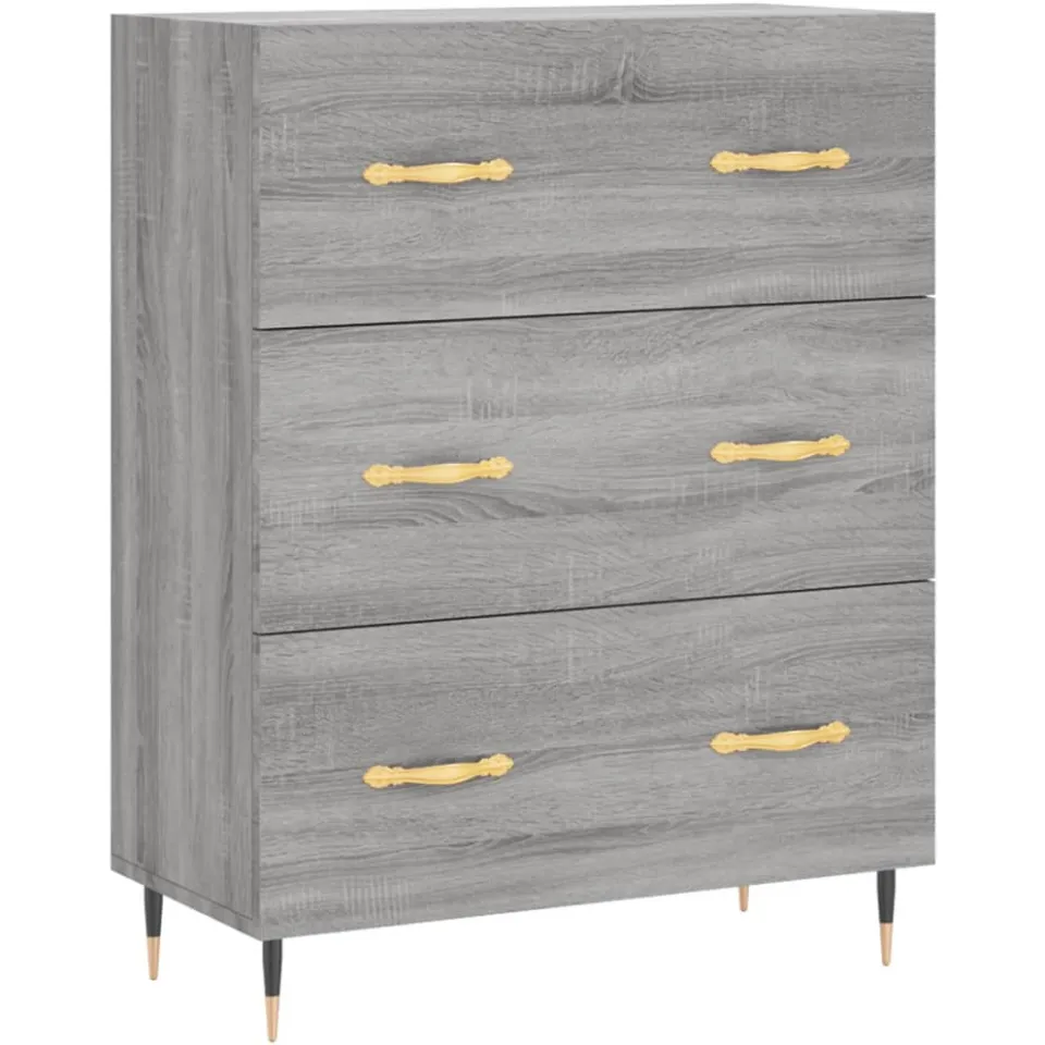 vidaXL Dressoir 69,5x34x90 cm bewerkt hout grijs sonoma eikenkleurig, foto 3