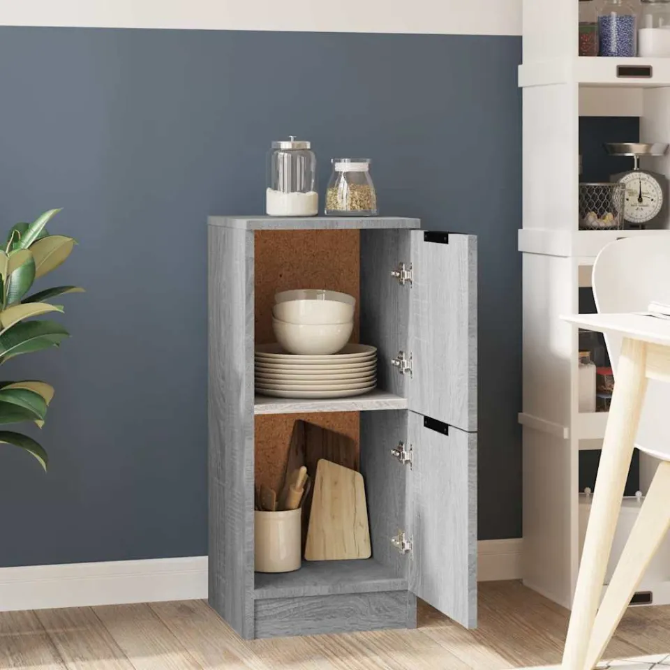 vidaXL Dressoir 30x30x70 cm bewerkt hout grijs sonoma eikenkleurig, foto 4
