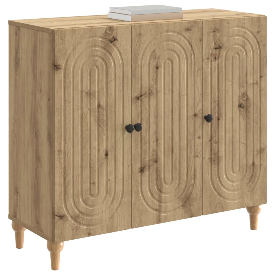 vidaXL Dressoir Artisanaal eiken 89 x 34,5 x 80 cm Bewerkt hout Bruin