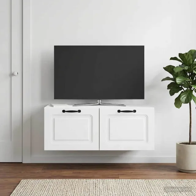 vidaXL Wandbeugel TV-kast Wit 78,5 x 41 x 30 cm Bewerkt hout