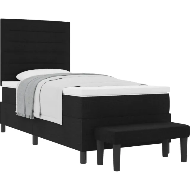 vidaXL Boxspringbed met hoofdeinde Zwart 90 x 190 cm Stof