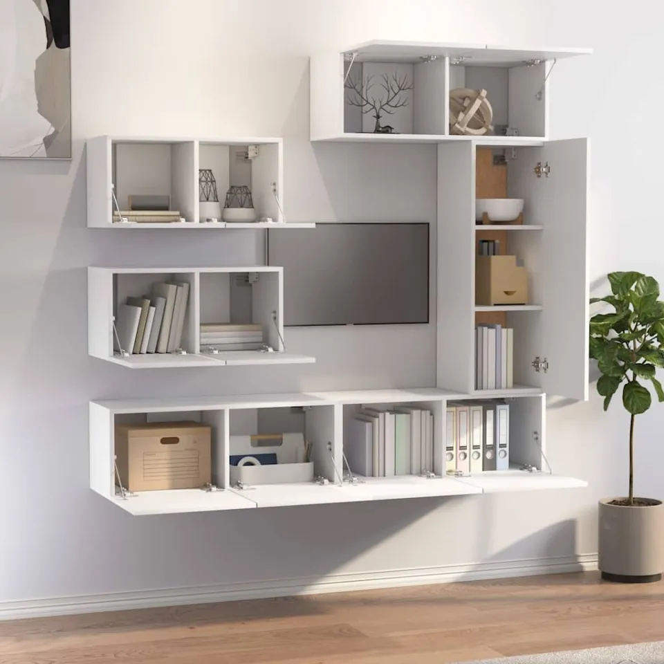 vidaXL 6-delige Tv-meubelset bewerkt hout wit, foto 2