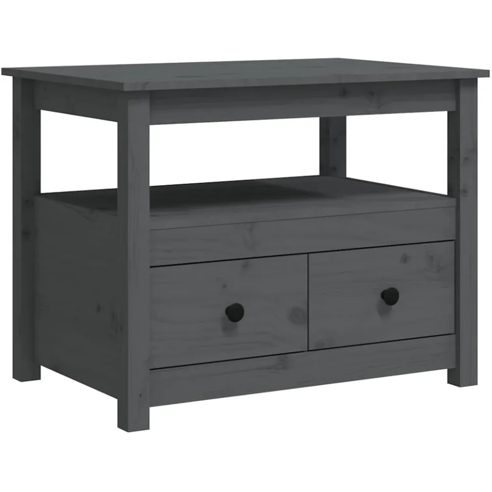 vidaXL Salontafel 71x49x55 cm massief grenenhout grijs