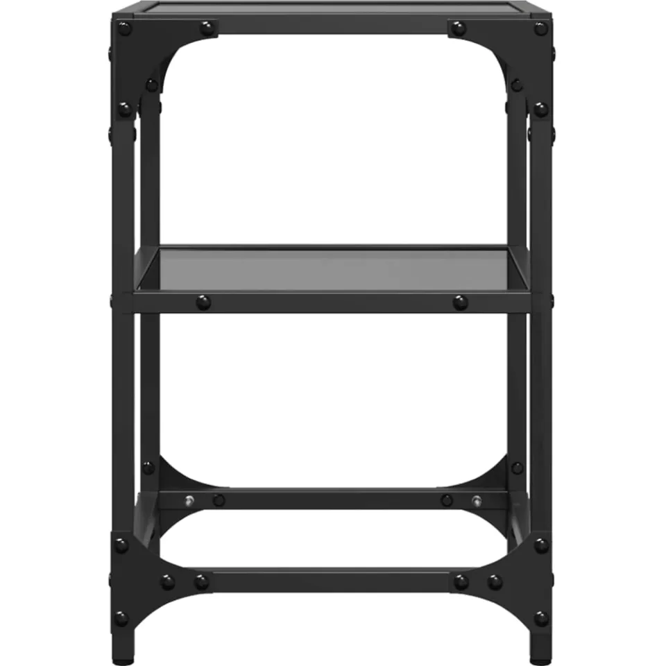 vidaXL Salontafels 2 st met zwart glazen blad 30x30x45 cm staal
