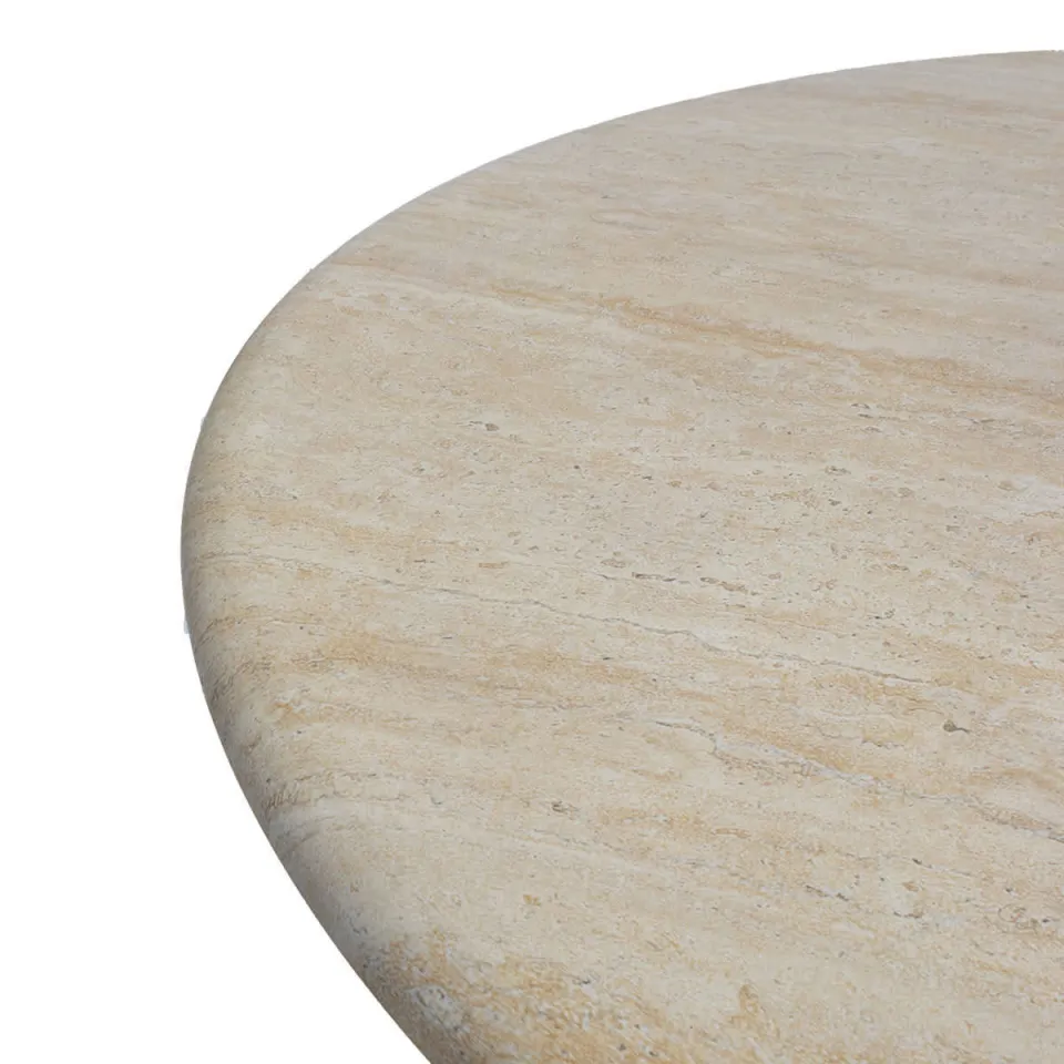 Giga Meubel Eettafel Brunn Rond - Travertin - 130x130x76cm lichtbruin, foto 5