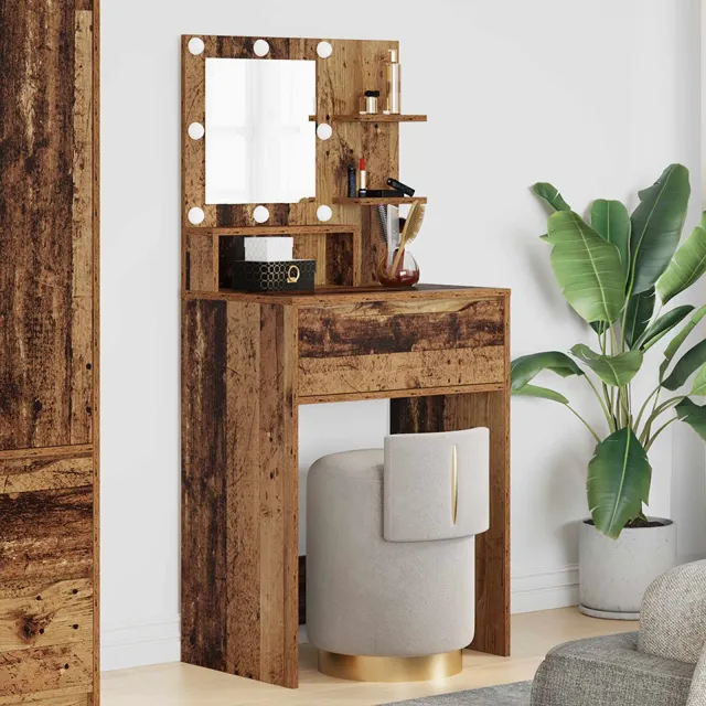vidaXL Slaapkamer Kaptafels Oud hout 60 x 39,5 x 135 cm Bewerkt hout bruin, foto 2