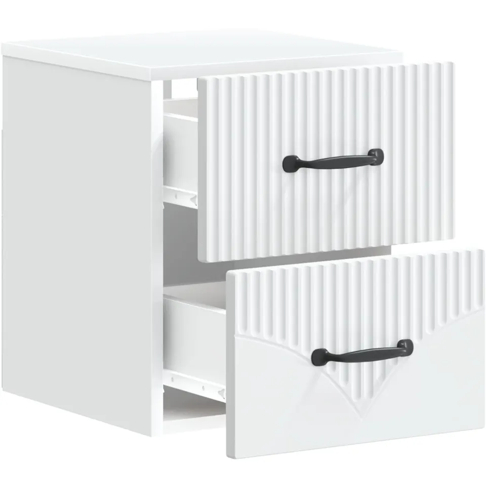 vidaXL Wandbeugel Bedkast met lade Wit 34,5 x 33 x 40 cm Bewerkt hout, foto 4