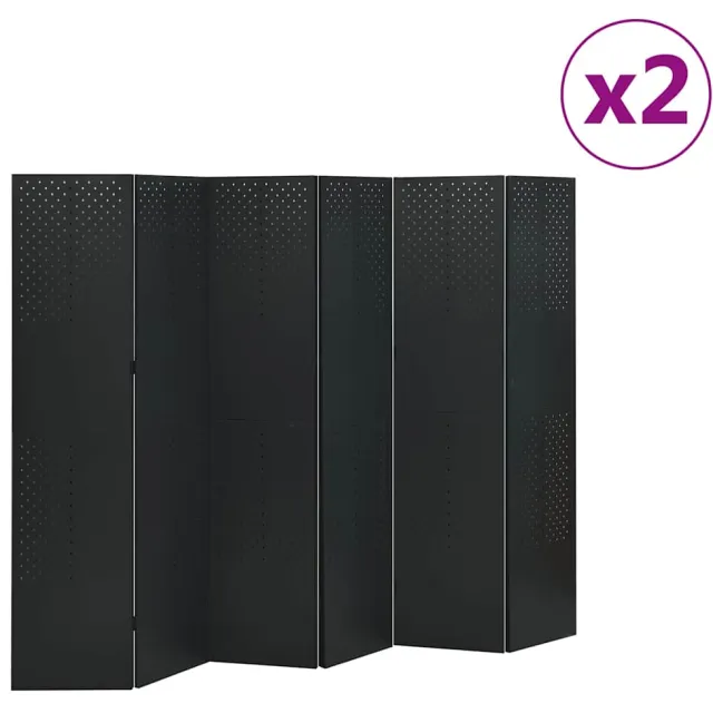 vidaXL Kamerschermen 2 st met 6 panelen 240x180 cm staal zwart, foto 2