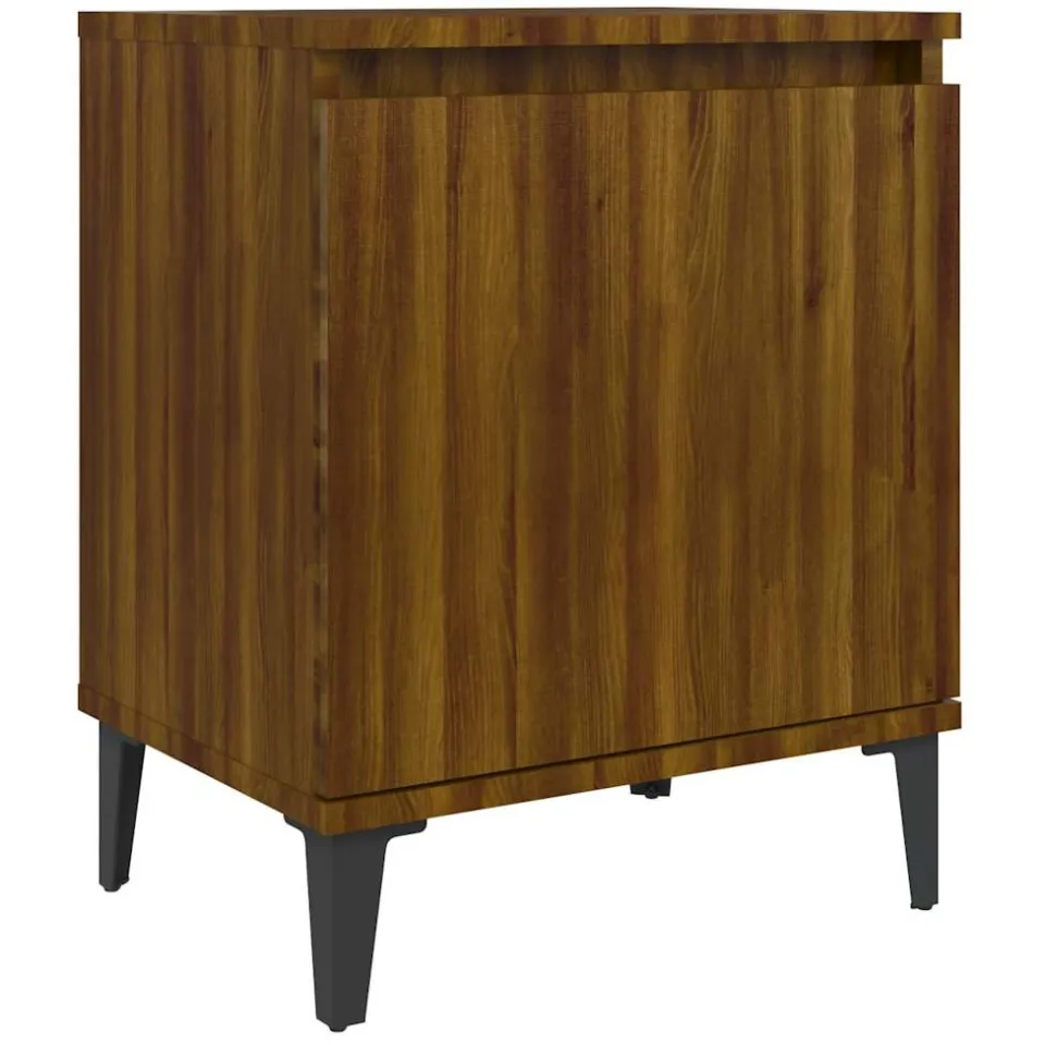 vidaXL Nachtkastje met metalen poten 40x30x50 cm bruin eikenkleur, foto 3
