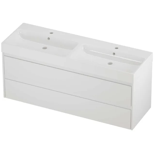Proline Podium Badmeubelset Polystone Loft Dubbel 140x46x62 cm Glans Wit Mat Wit
