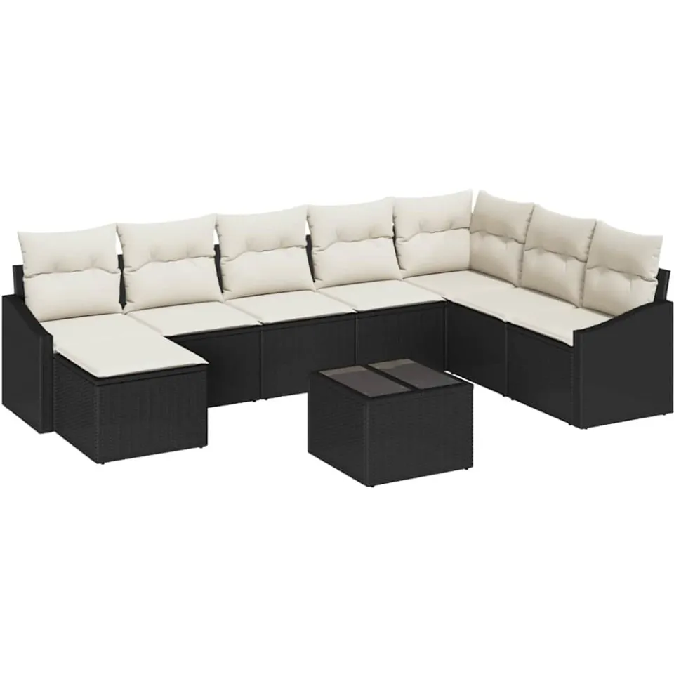 vidaXL Tuin Sofa Set 8 st Bruin en Crème poly rattan
