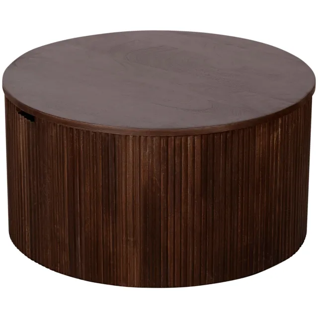 Lewis & Loft Salontafel Lonne - FSC mangohout - Met opbergruimte - ⌀70 cm - Walnoot bruin