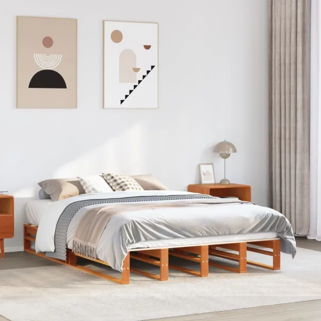 vidaXL Bed met matras massief grenenhout wasbruin 140x190 cm bruin