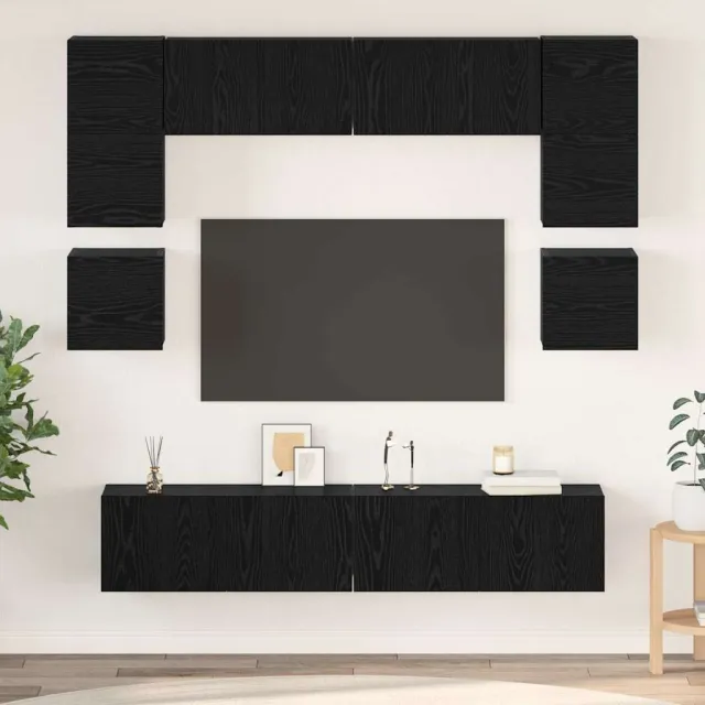 vidaXL Tv-meubelset 8 st 80 x 30 x 30 cm Zwart Eiken