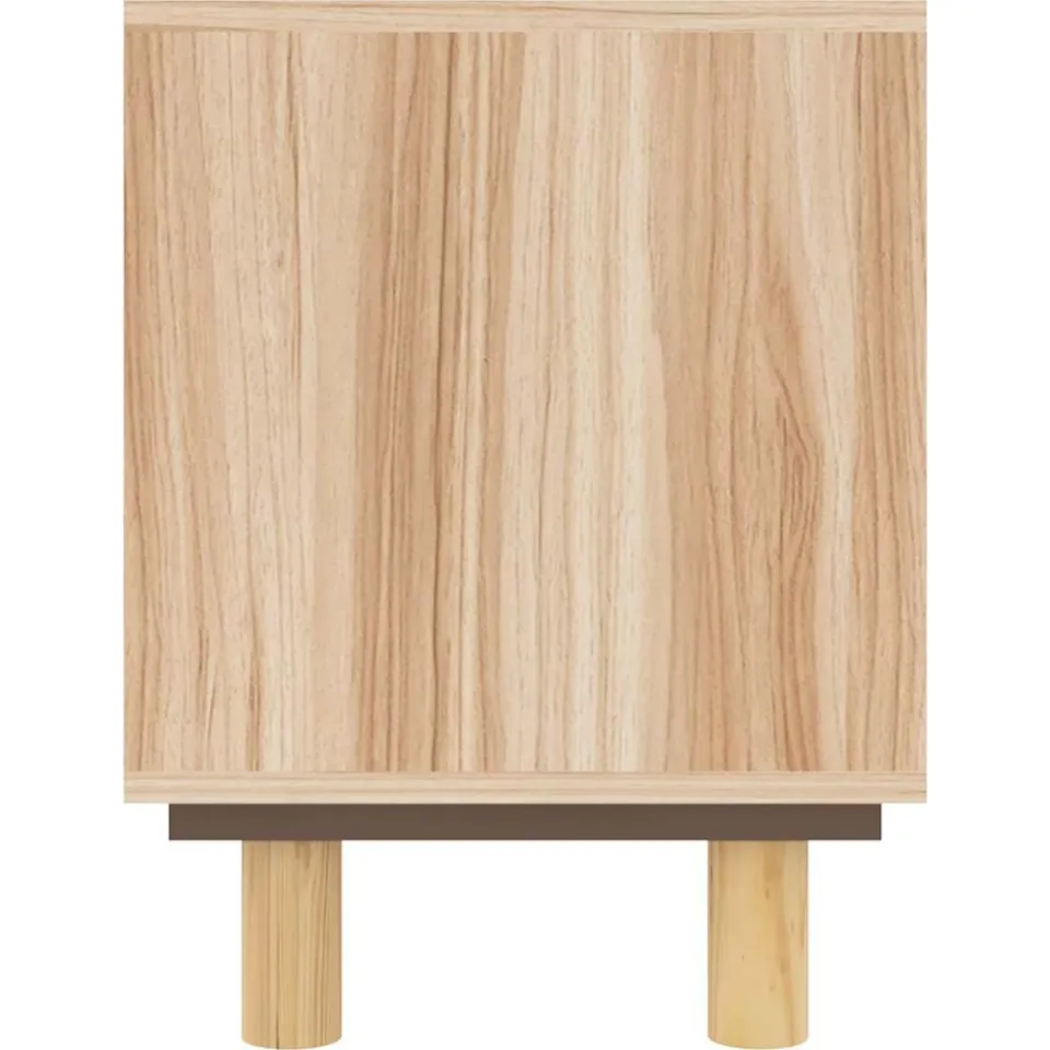 vidaXL Tv-meubel 80x30x40 cm massief grenenhout en rattan bruin, foto 4