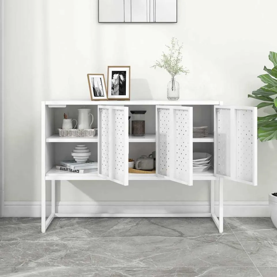 vidaXL Dressoir 105x35x75 cm staal wit, foto 3
