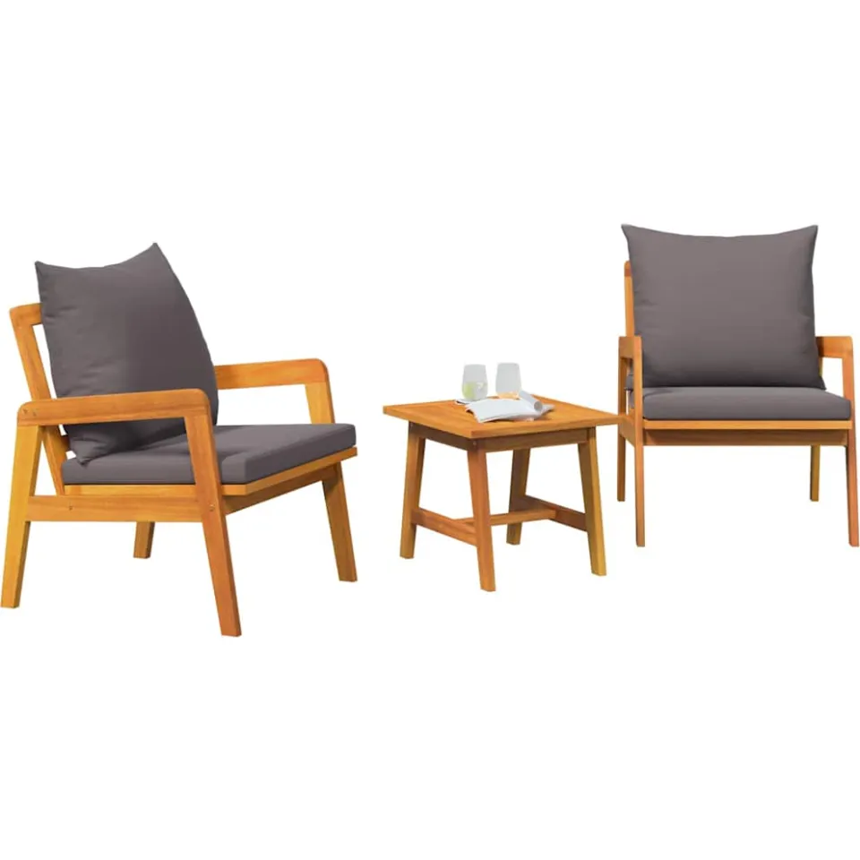 vidaXL Bistroset 3 st Bruin Massief Acaciahout