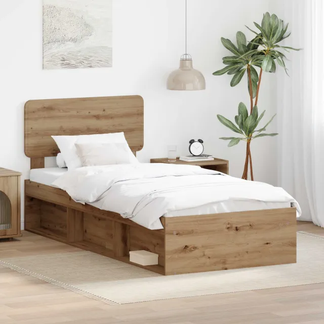 vidaXL Bedframe Artisanaal eiken 90 x 190 cm Massief grenenhout Bruin