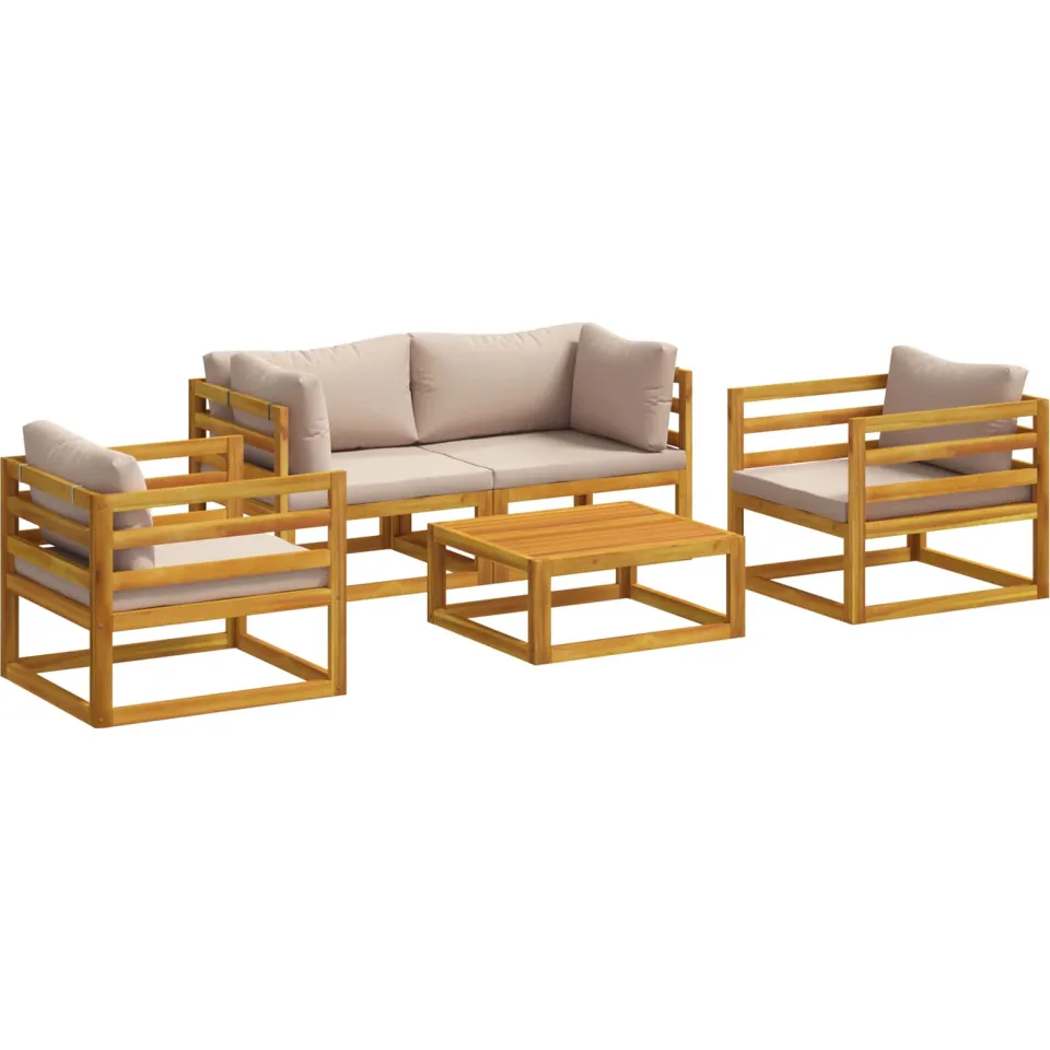 vidaXL 5-delige tuinloungeset modulair Naturel Massief Acaciahout, foto 3