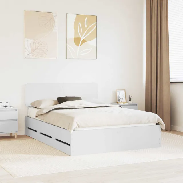 vidaXL Bedframe met lade Wit 150 x 200 cm Geconstrueerd hout