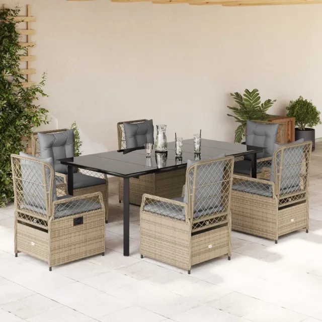 vidaXL 7-delige Tuinset met kussens poly rattan beige, foto 2