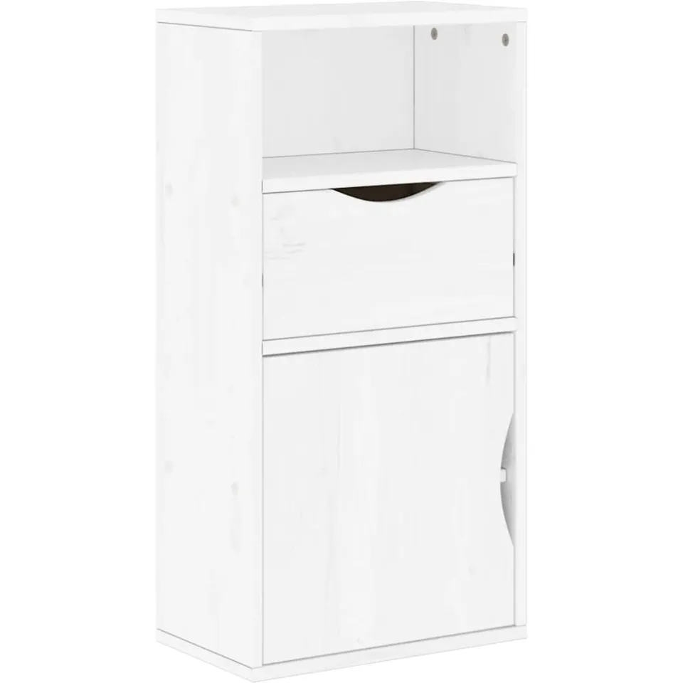 vidaXL Bijzetkast met lade ODDA 40x24x79 cm massief grenenhout wit, foto 3